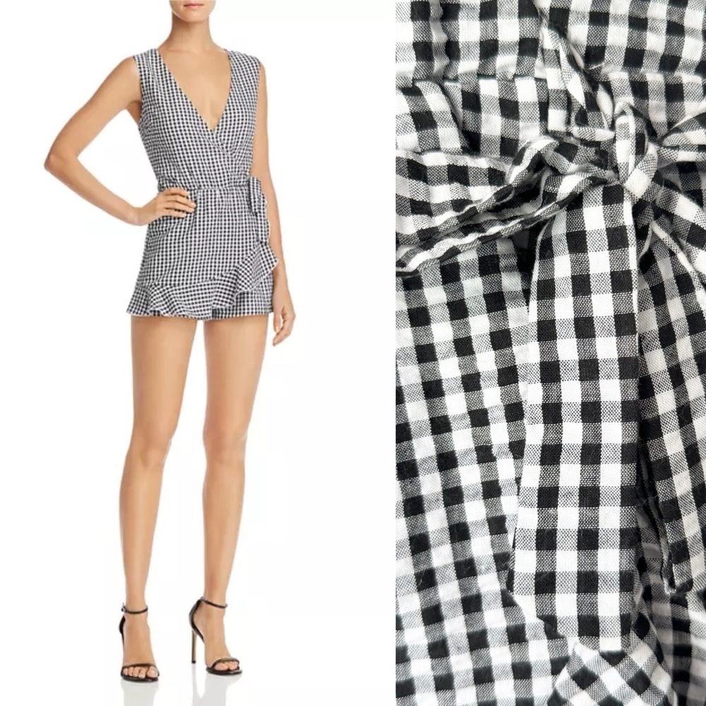 🐼 LORD AND TAYLOR REVOLVE GINGHAM TIE RUFFLE BOW ROMPER​